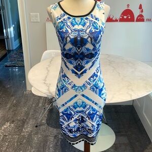 NWOT PEACHPUFF POLY SPANDEX ABSTRACT PRINT BODYCON MINI DRESS. S